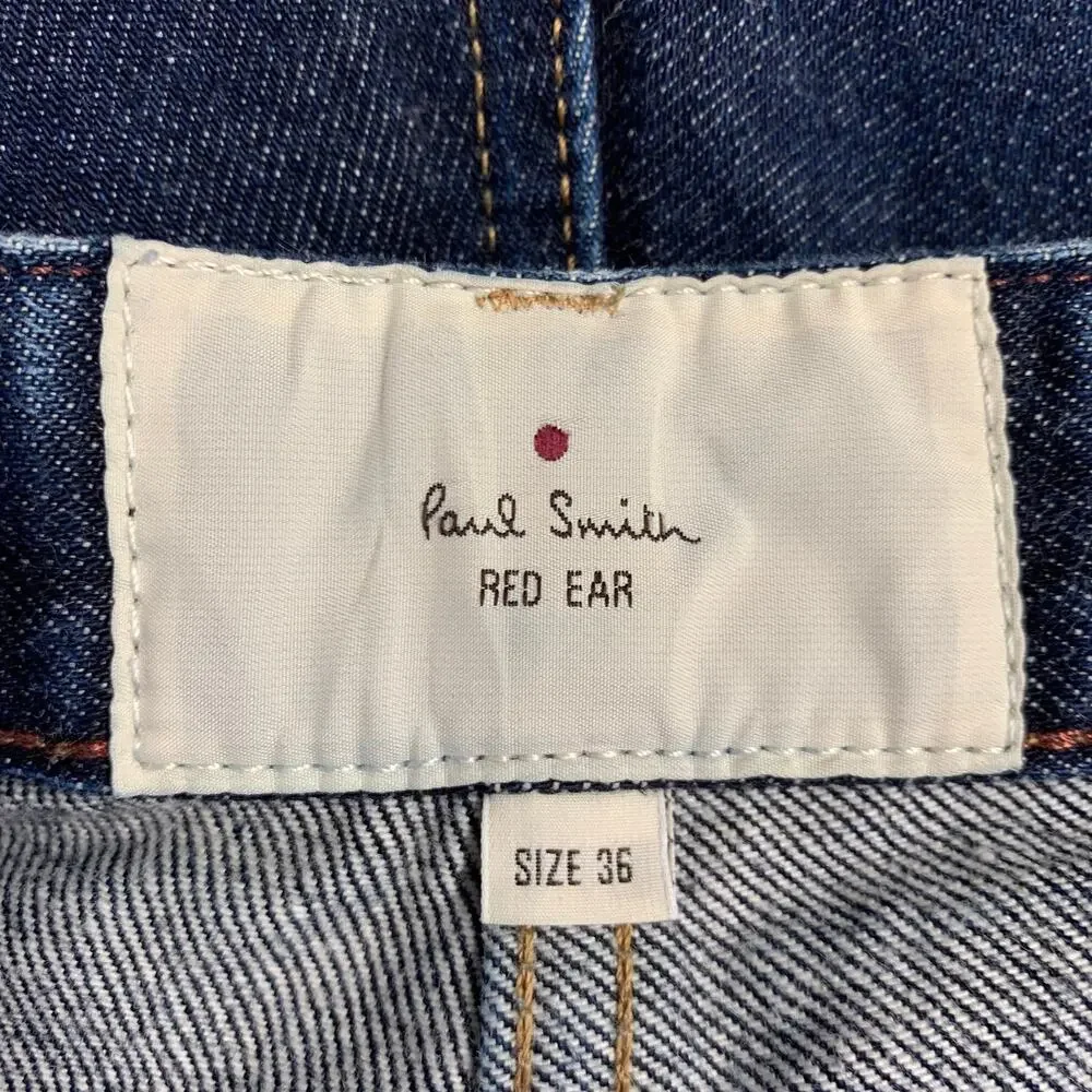 PAUL SMITH Size 36 Blue Contrast Stitch Cotton Straight Japanese Selvedge Jeans